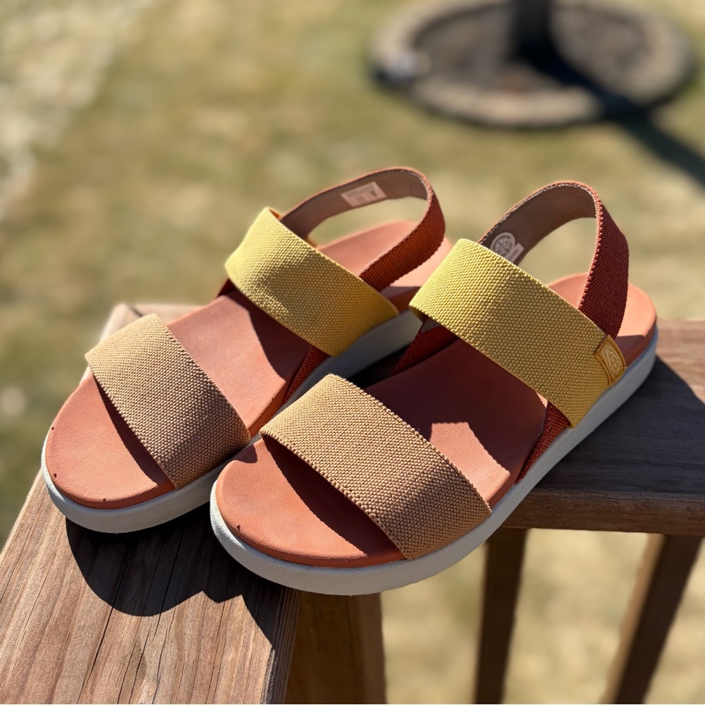 Women’s Keen Two-Tone Yellow and Tan Strap Sandals